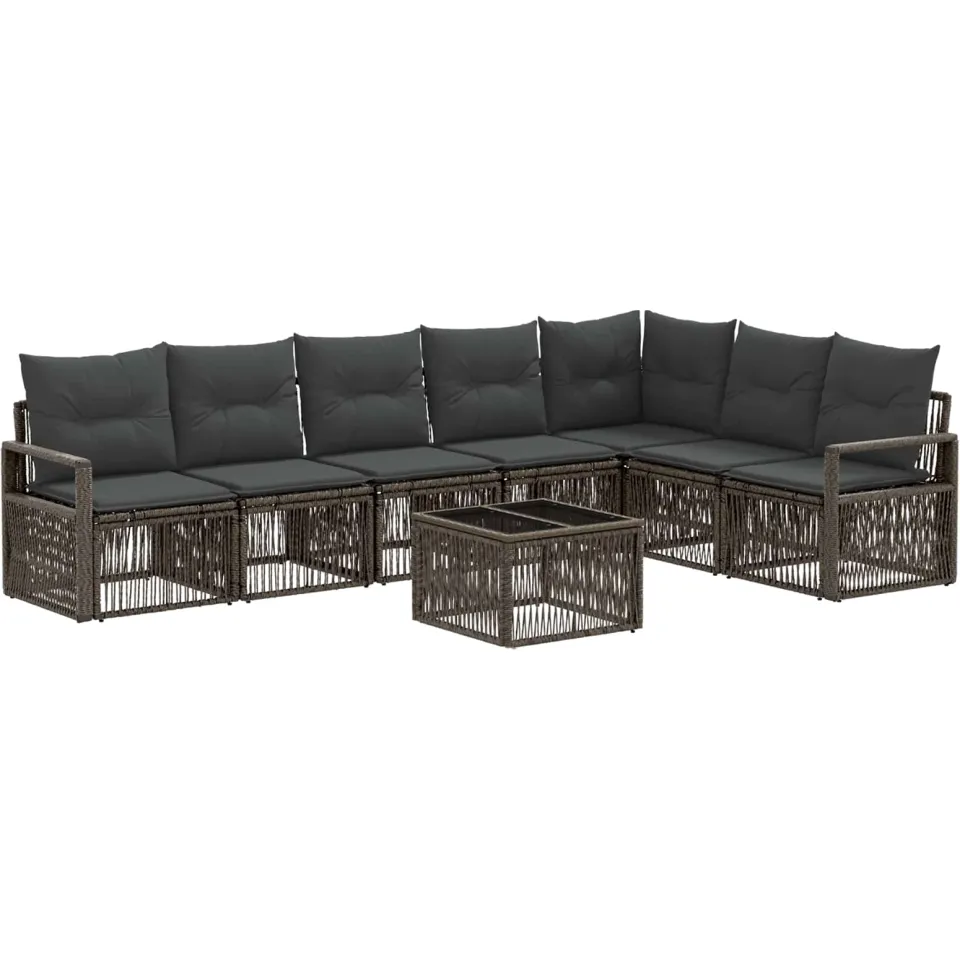 vidaXL Tuinbankenset 8 st Grijs poly rattan, foto 3