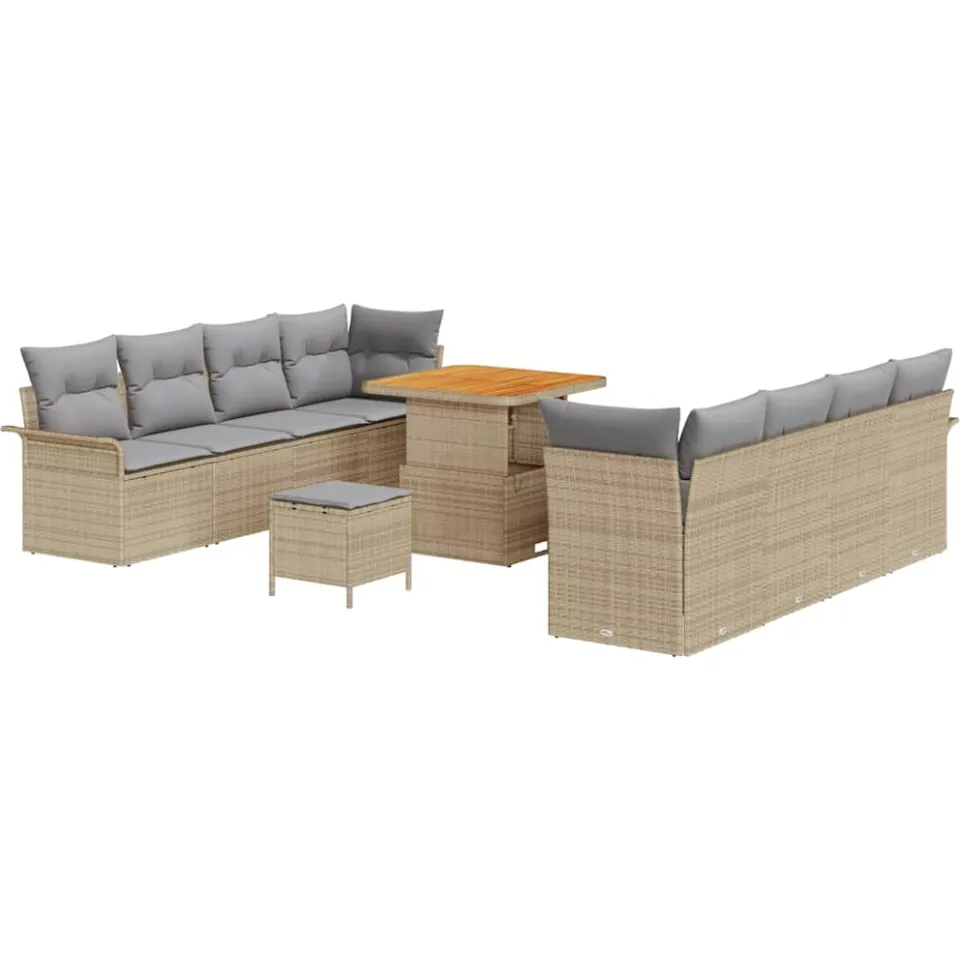 vidaXL Tuinbankenset 11 st Beige poly rattan