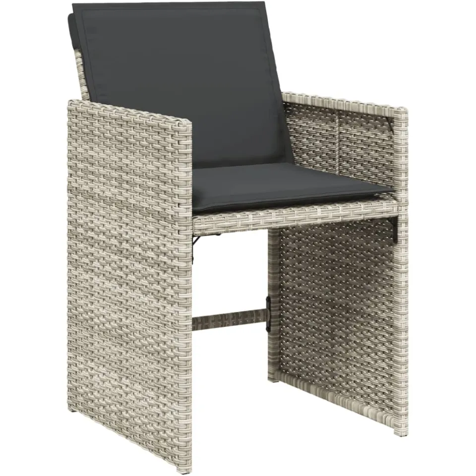 vidaXL 11-delige Tuinset met kussens poly rattan lichtgrijs