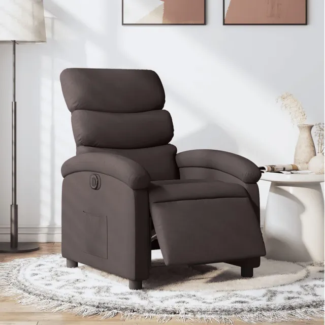 vidaXL Fauteuil verstelbaar elektrisch stof donkerbruin bruin