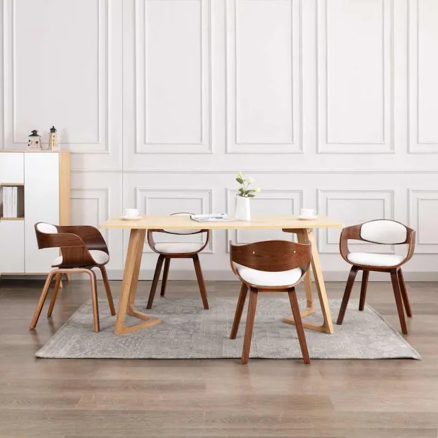 vidaXL Eetkamerstoelen 4 st gebogen hout en kunstleer Wit