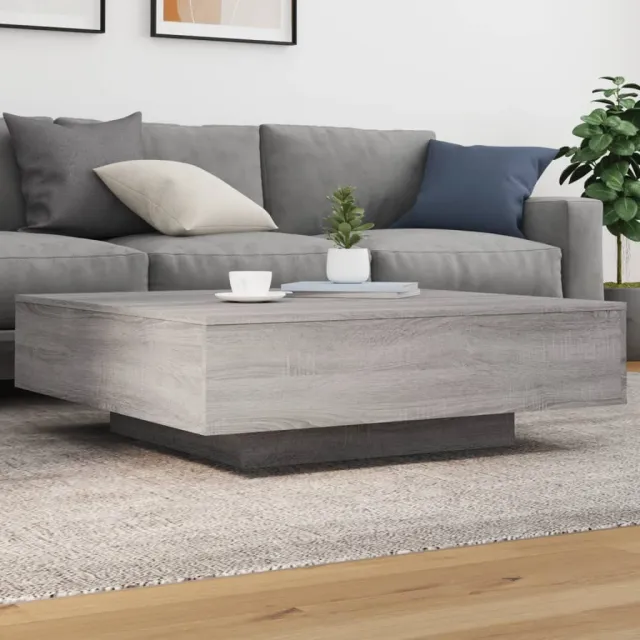 vidaXL Salontafel met LED-verlichting 100x100x31 cm grijs sonoma eiken