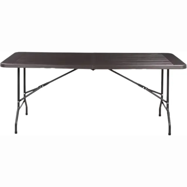 Happiq 180 cm Opvouwbare Tafel Zyrell - Draagbare en Robuuste Kunststof Eettafel - Half Opklapbaar voor Binnen en Buiten - Ideaal voor Kamperen, Picknick en Feesten Grijs