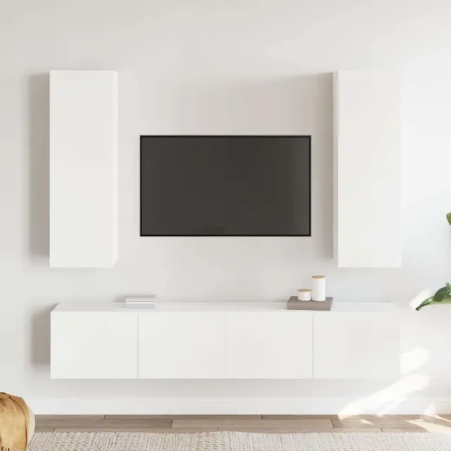 vidaXL 4-delige Tv-meubelset bewerkt hout wit, foto 2
