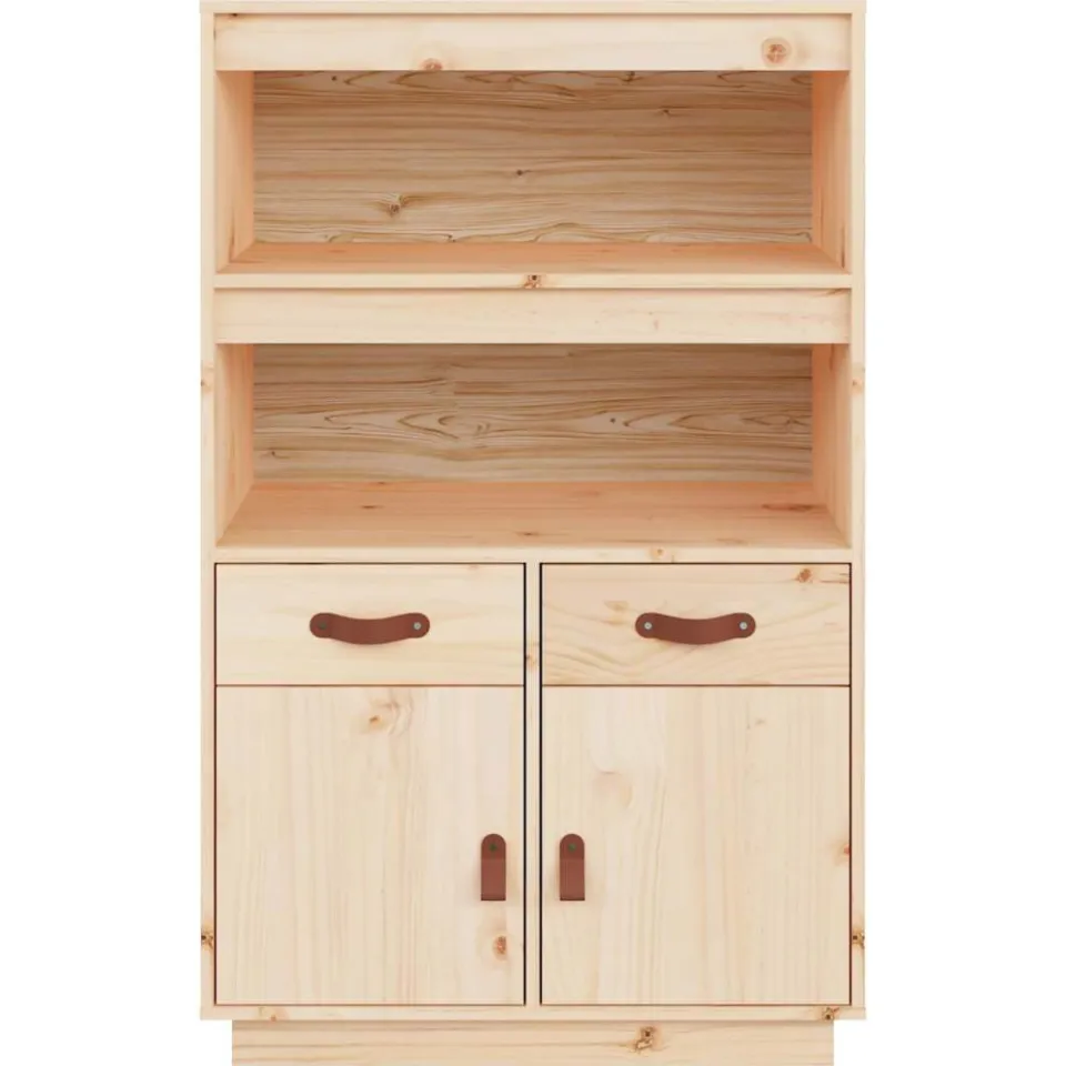 vidaXL Hoge kast 67x40x108,5 cm massief grenenhout bruin, foto 4