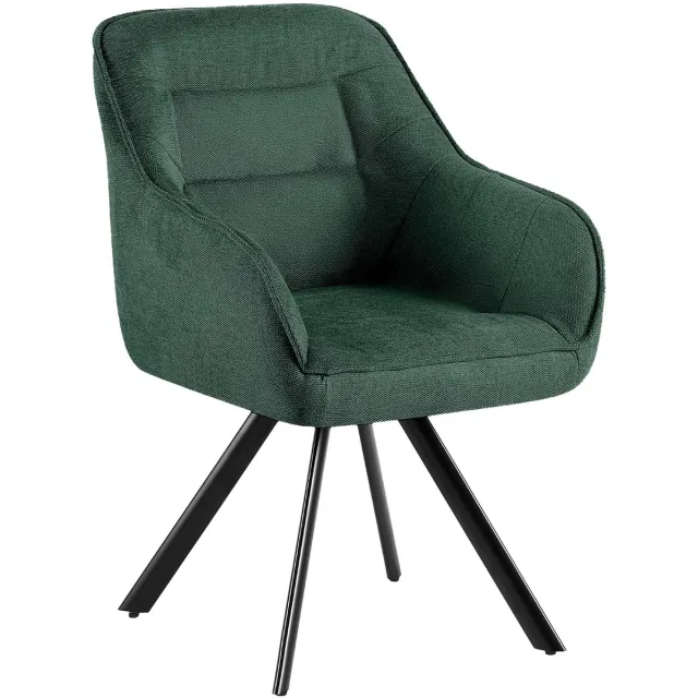 CLP Pettuli Eetkamerstoel - draaibaar 180° - met armleuning - fauteuil - rugleuning - gestoffeerde stoel - belastbaar tot 150 kg - Stof/groen