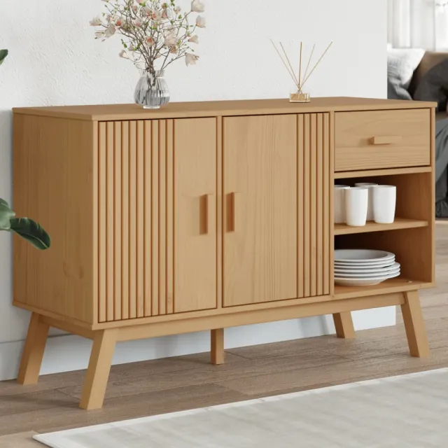 vidaXL Dressoir OLDEN 114x43x73,5 cm massief grenenhout bruin, foto 2
