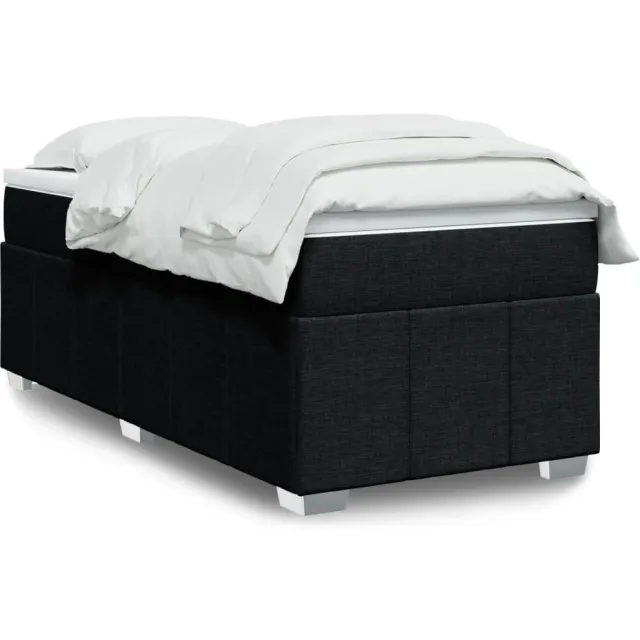 vidaXL Boxspring met matras stof zwart 80x200 cm