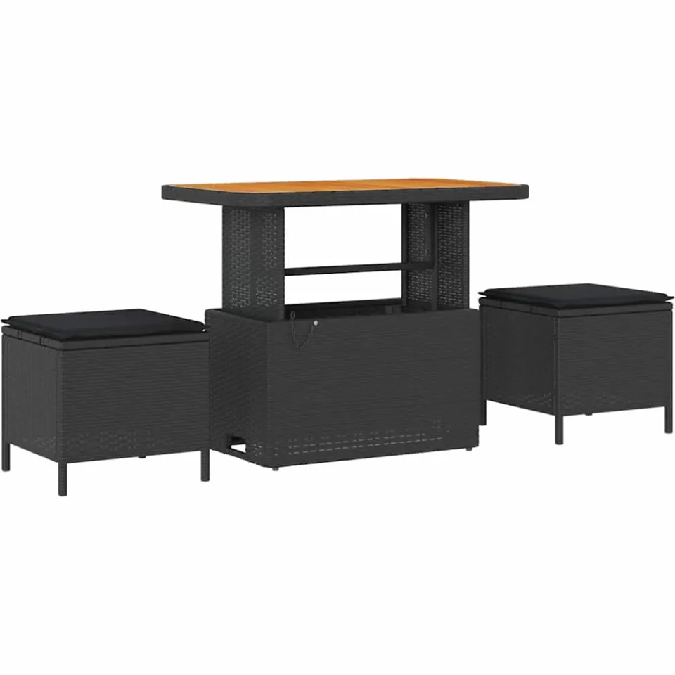 vidaXL Tuinbankenset 12 st Zwart poly rattan, foto 4