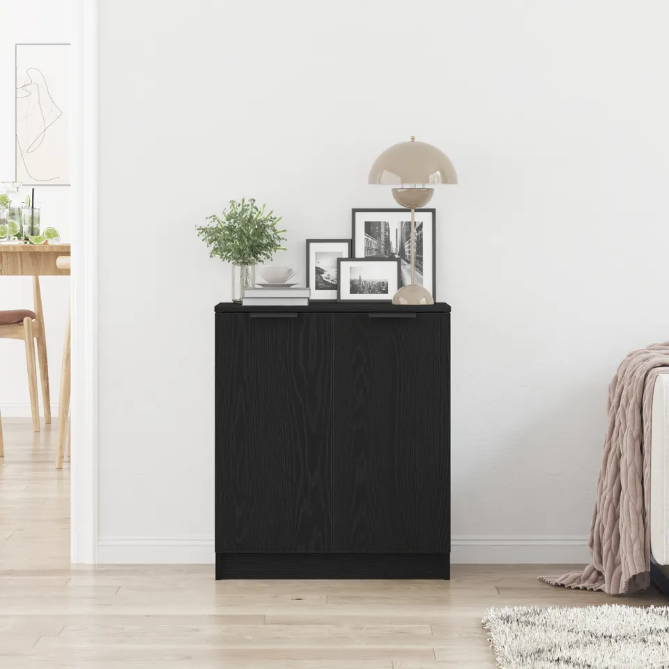 vidaXL Dressoir Zwart Eiken 60 x 30 x 70 cm Bewerkt hout, foto 3