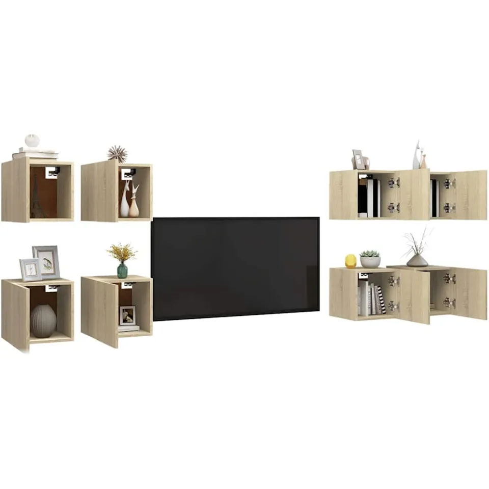 vidaXL Tv-wandmeubelen 8 st 30,5x30x30 cm sonoma eikenkleurig, foto 4
