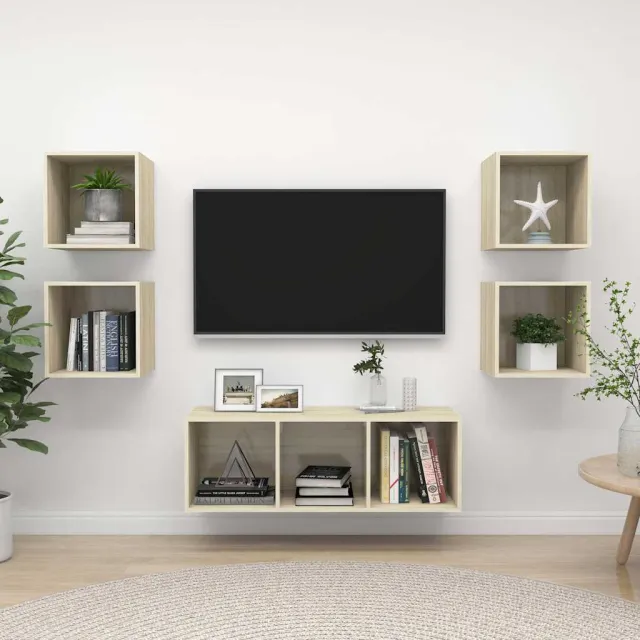 vidaXL 5-delige Tv-meubelset bewerkt hout sonoma eikenkleurig, foto 2