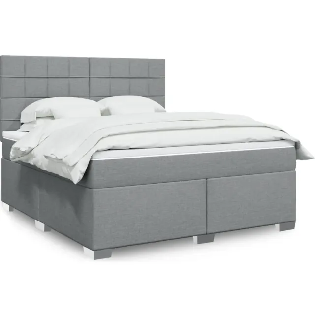vidaXL Boxspring met matras stof lichtgrijs 180x200 cm grijs