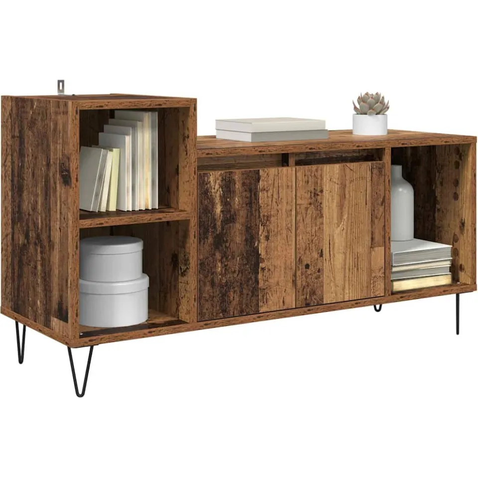 vidaXL TV-kast 100 x 35 x 55 cm Oud Hout Bewerkt hout Bruin