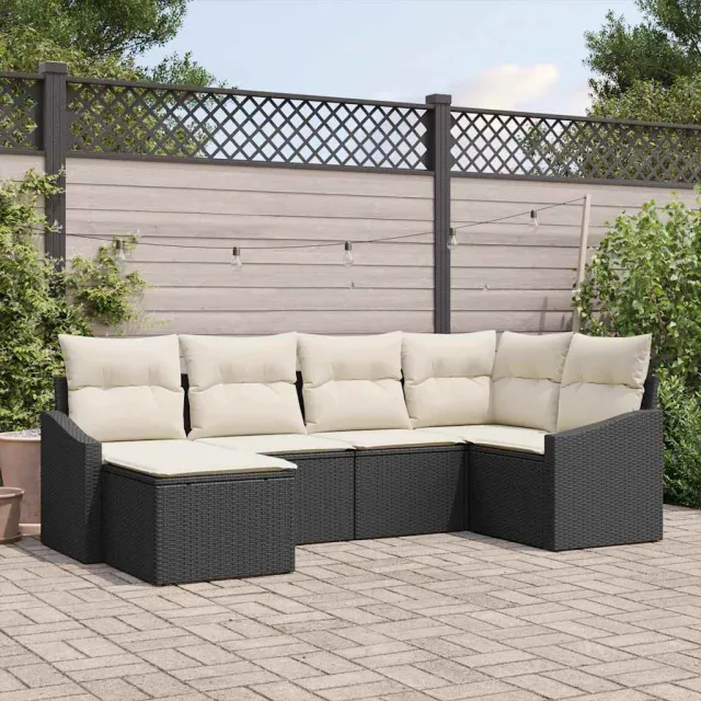 vidaXL Tuin Eetset 6 st Zwart en Crème, foto 2