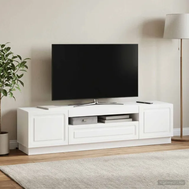 vidaXL LED tv-meubel Wit Bewerkt hout, foto 2