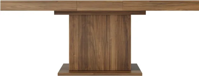 MODFU Uitschuifbare Eettafel Met Opbergruimte - Geribbeld - MDF En Metaal - Bruin - 140-180 Cm