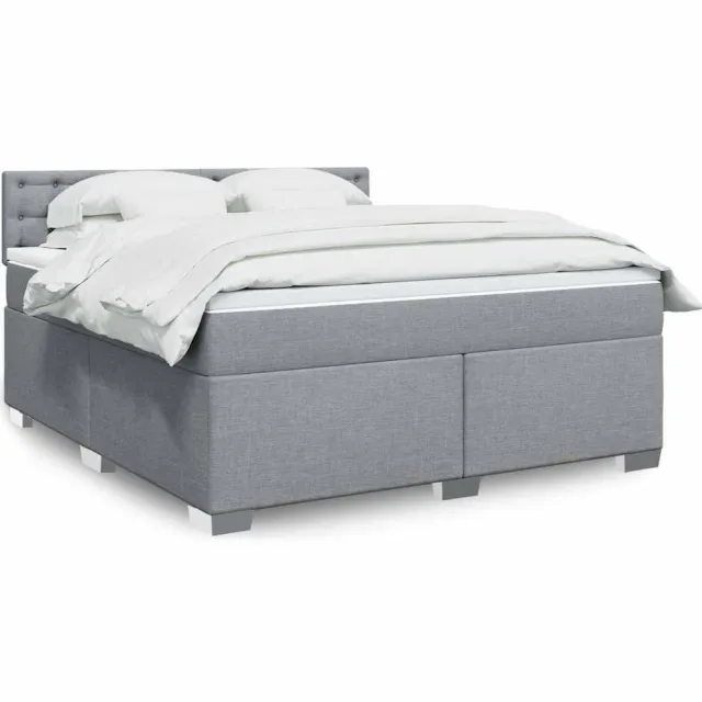 vidaXL Boxspring met matras stof lichtgrijs 180x200 cm grijs