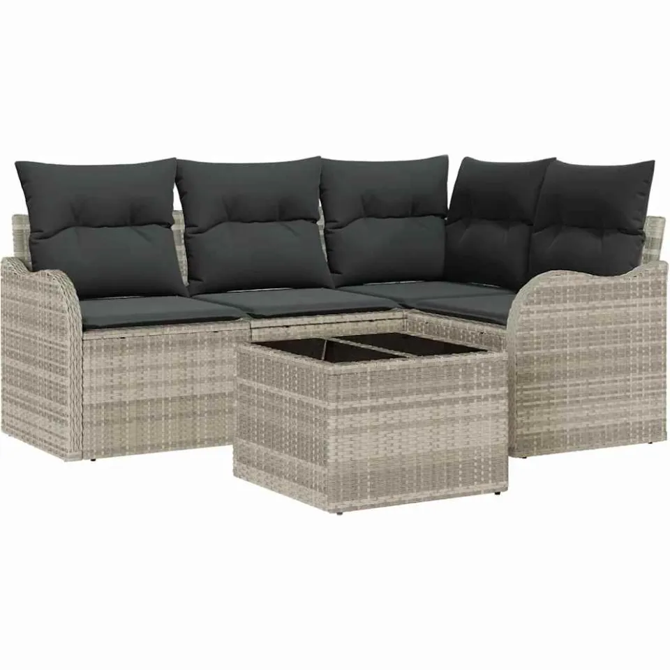 vidaXL Tuin Sofa Set Lichtgrijs poly rattan