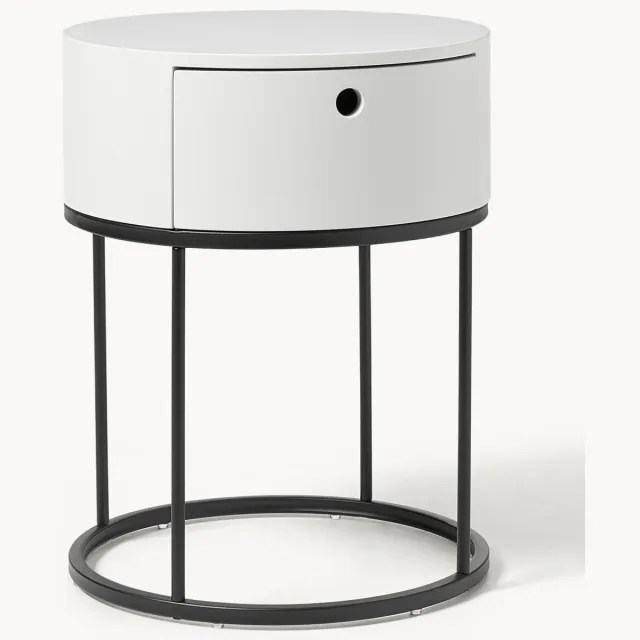 AC Design Ronde nachtkastje Polo met lades Wit, Zwart