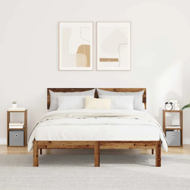 vidaXL Nachtkastje 2 st Oudhout 25,5 x 22 x 49,5 cm Bewerkt hout bruin, foto 2