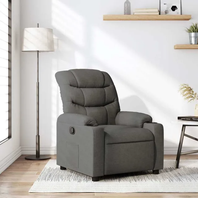 vidaXL Fauteuil verstelbaar stof donkergrijs