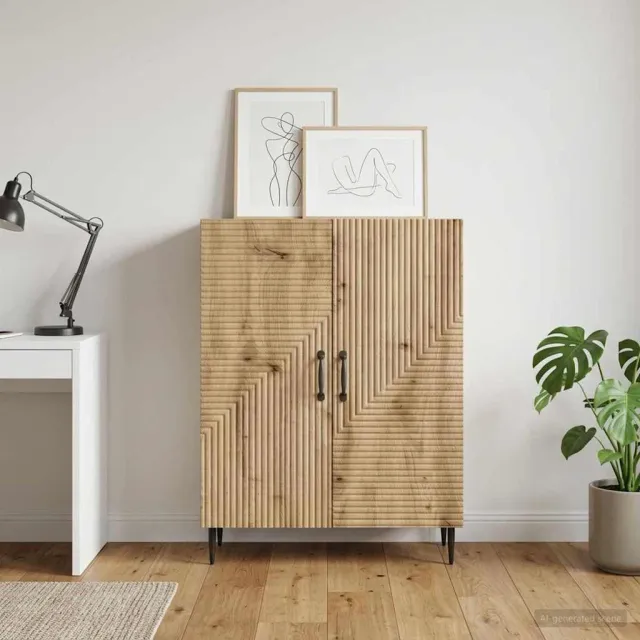 vidaXL Dressoir Artisanaal eiken 66 x 34,5 x 89,5 cm Bewerkt hout, foto 2