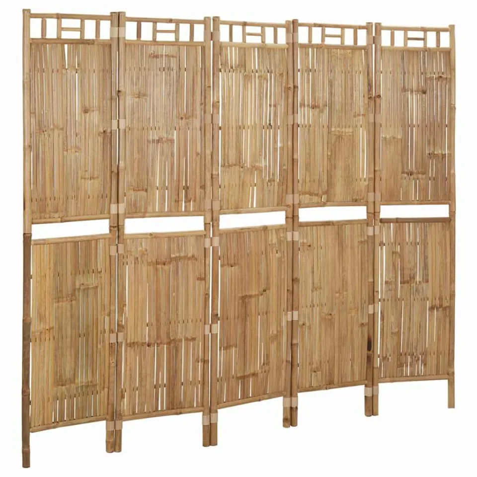 vidaXL Kamerscherm met 5 panelen 200x180 cm bamboe bruin, foto 2