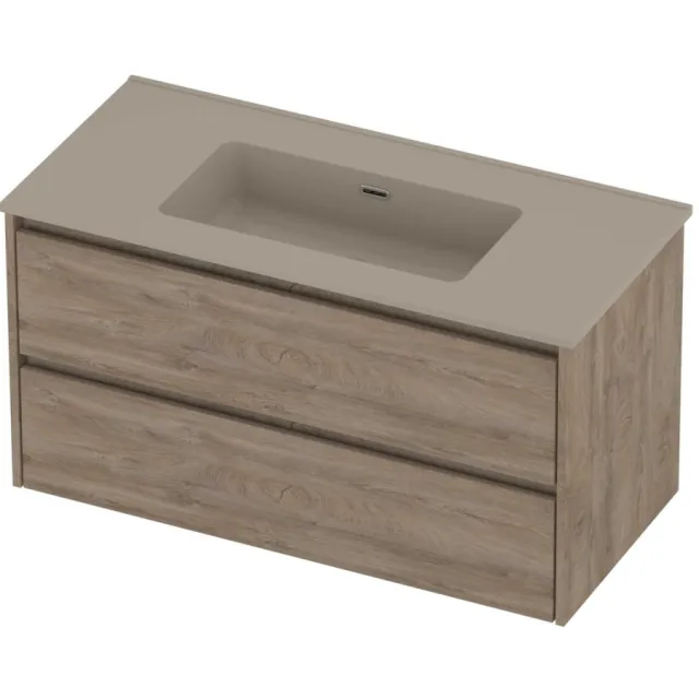 Proline Tribute Badmeubelset Porselein Elegant 100x46x54 cm Mat Crème Cotton Raw Oak Eiken