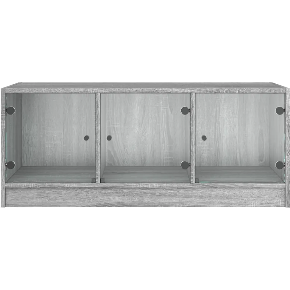 vidaXL Salontafel met glazen deuren 102x50x42 cm grijs sonoma eiken, foto 4