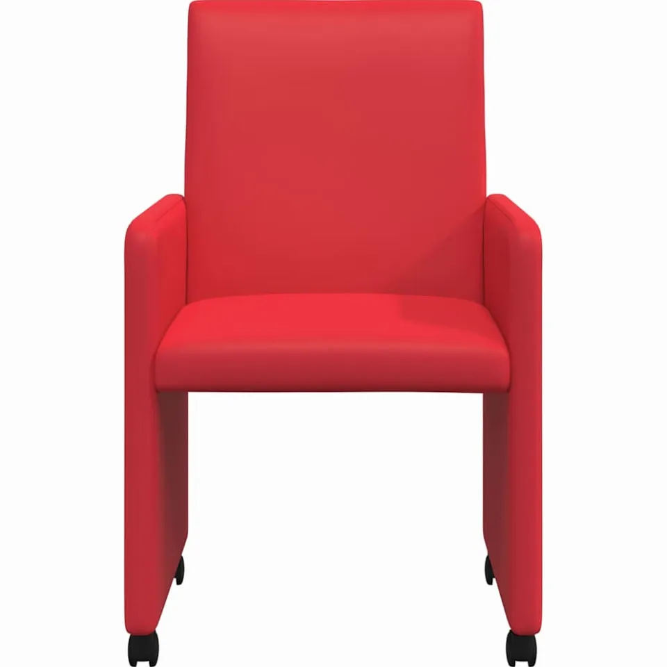 vidaXL Eetkamerstoelen met Wieltjes 2 st Kunstleer Rood, foto 4
