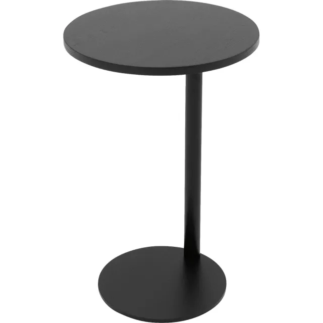 Goossens Nachtkastje Runt, hout eiken zwart, stijlvol landelijk eiken ral 9005 zwart zijdeglans
