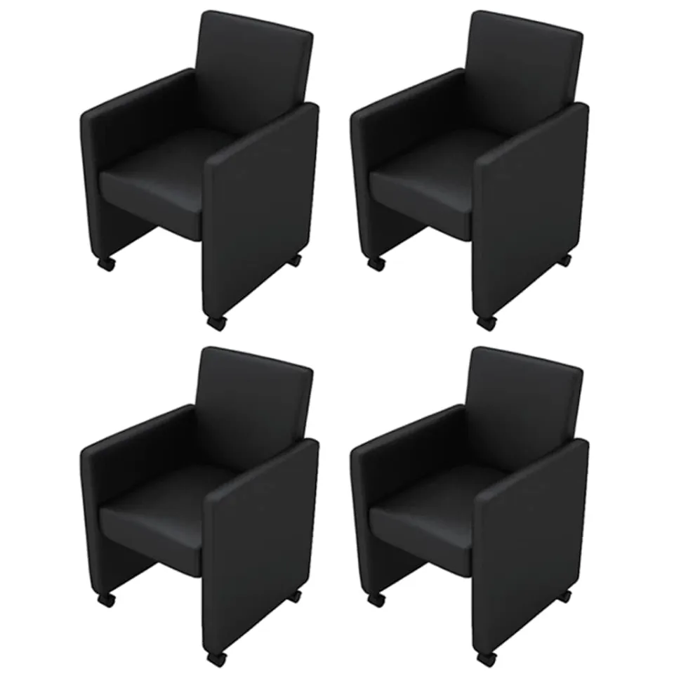 vidaXL Eetkamerstoelen 4 st kunstleer zwart, foto 3
