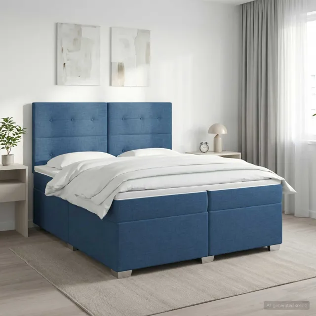 vidaXL Boxspringbed met matras Blauw 200 x 200 cm Stof