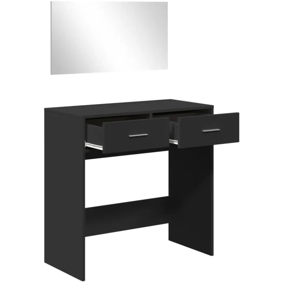vidaXL Kaptafel met spiegel 80x39x80 cm zwart, foto 4