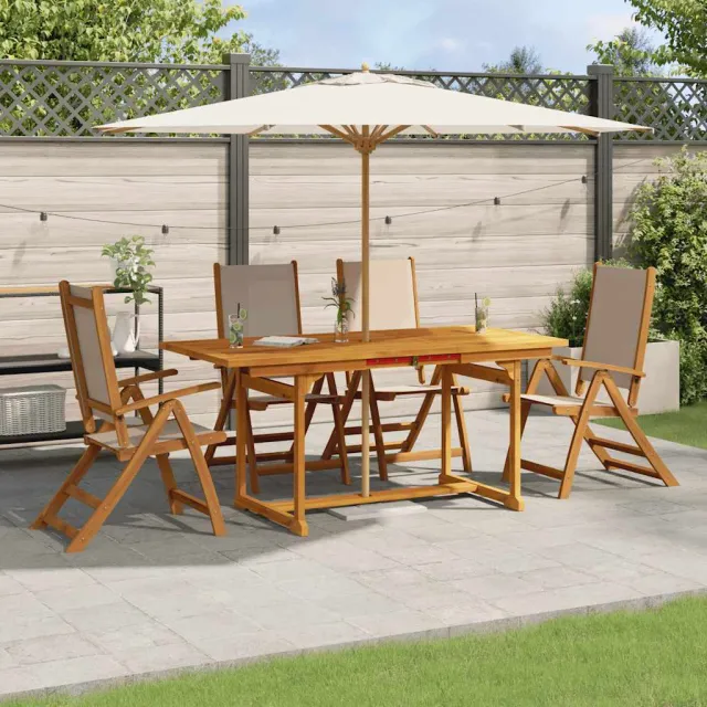 vidaXL 5-delige Tuinset massief acaciahout en textileen bruin, foto 2