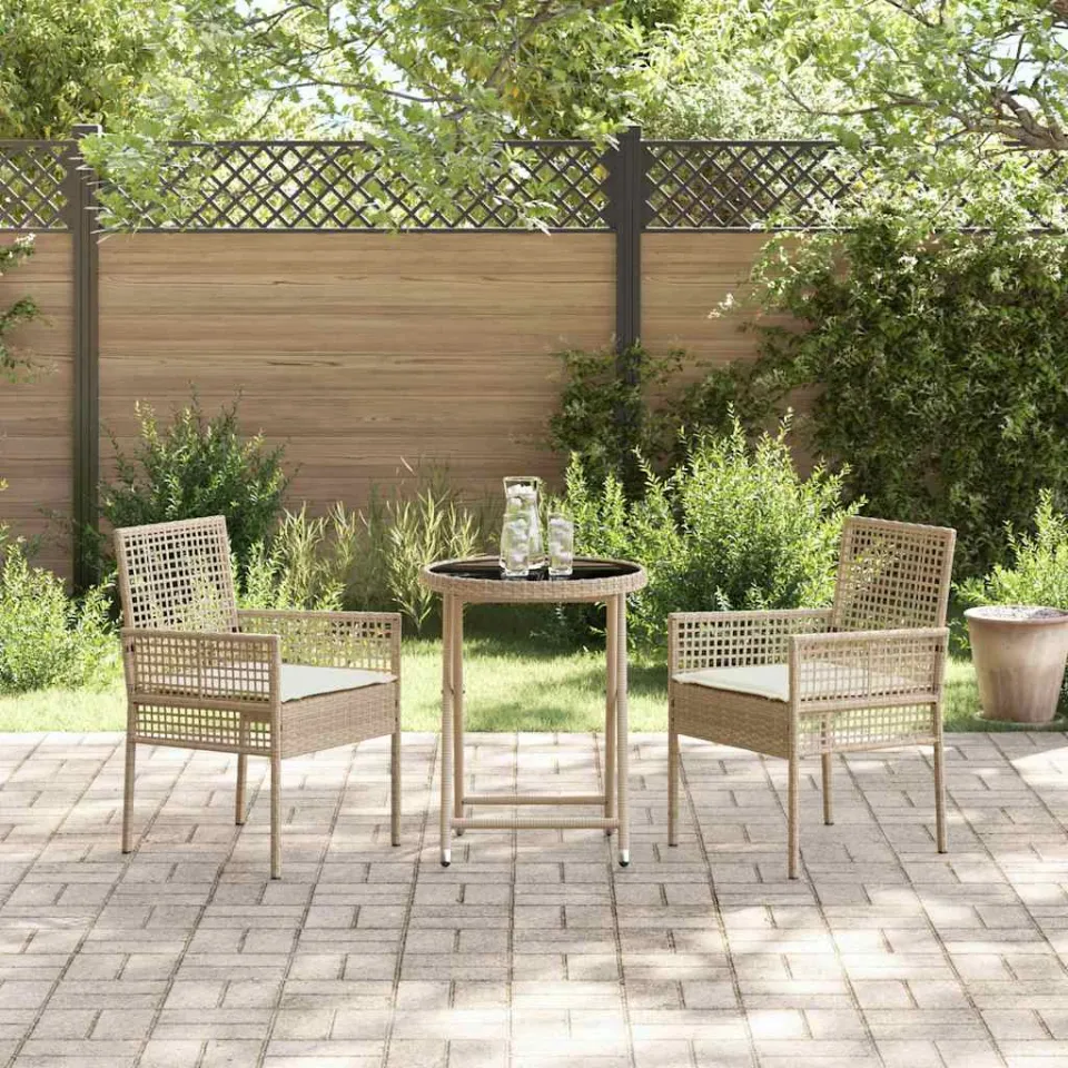 vidaXL Tuin Bistro Set 3 st Beige poly rattan, foto 3