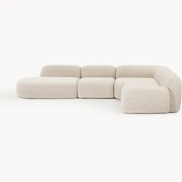 Westwing Collection XL modulaire hoekbank Wolke van bouclé Beige