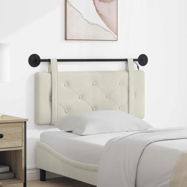 vidaXL Hangend hoofdbord Crèmekleurig Fluweel