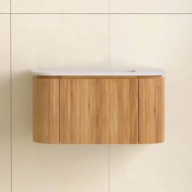 Sanilux Badmeubelset Sanilux Eleganza 80 cm Solid Surface Zonder Kraangat Acacia