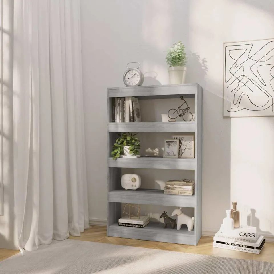 vidaXL Boekenkast/kamerscherm 80x30x135 cm bewerkt hout grijs sonoma, foto 2