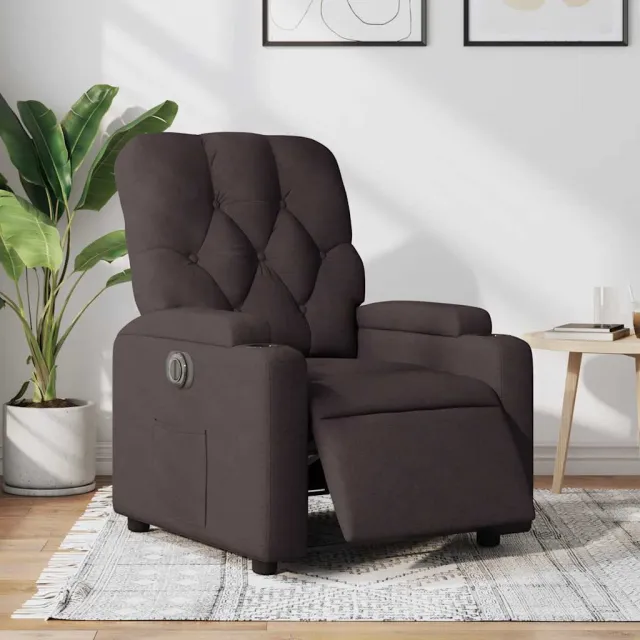 vidaXL Fauteuil verstelbaar elektrisch stof donkerbruin bruin