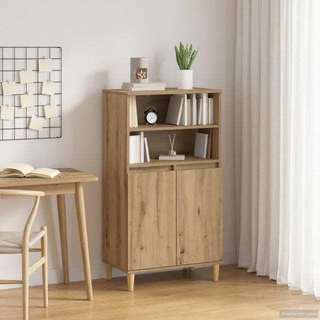 vidaXL Hoge kast Artisanaal eiken 60 x 36 x 110 cm Bewerkt hout Bruin