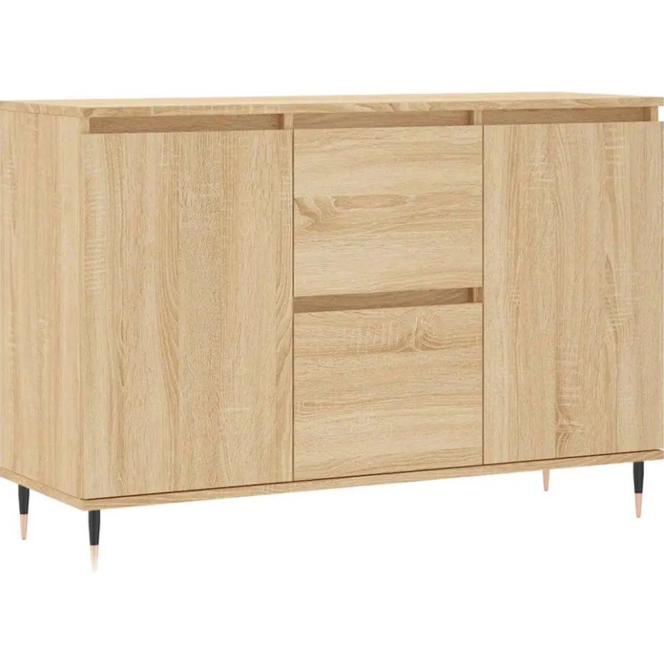 vidaXL Dressoir 101,5x35x70 cm bewerkt hout sonoma eikenkleurig, foto 3