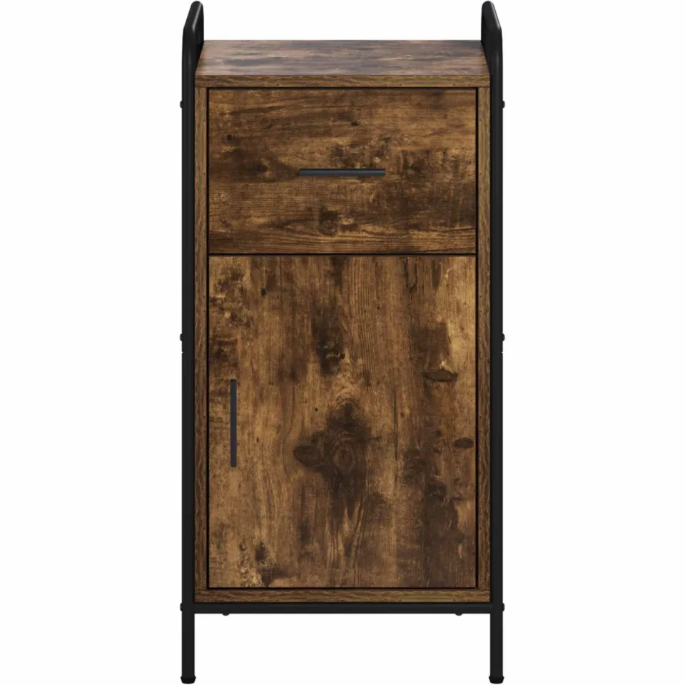 vidaXL Dressoir Gerookt eiken 97 x 33 x 81 cm Bewerkt hout, foto 4