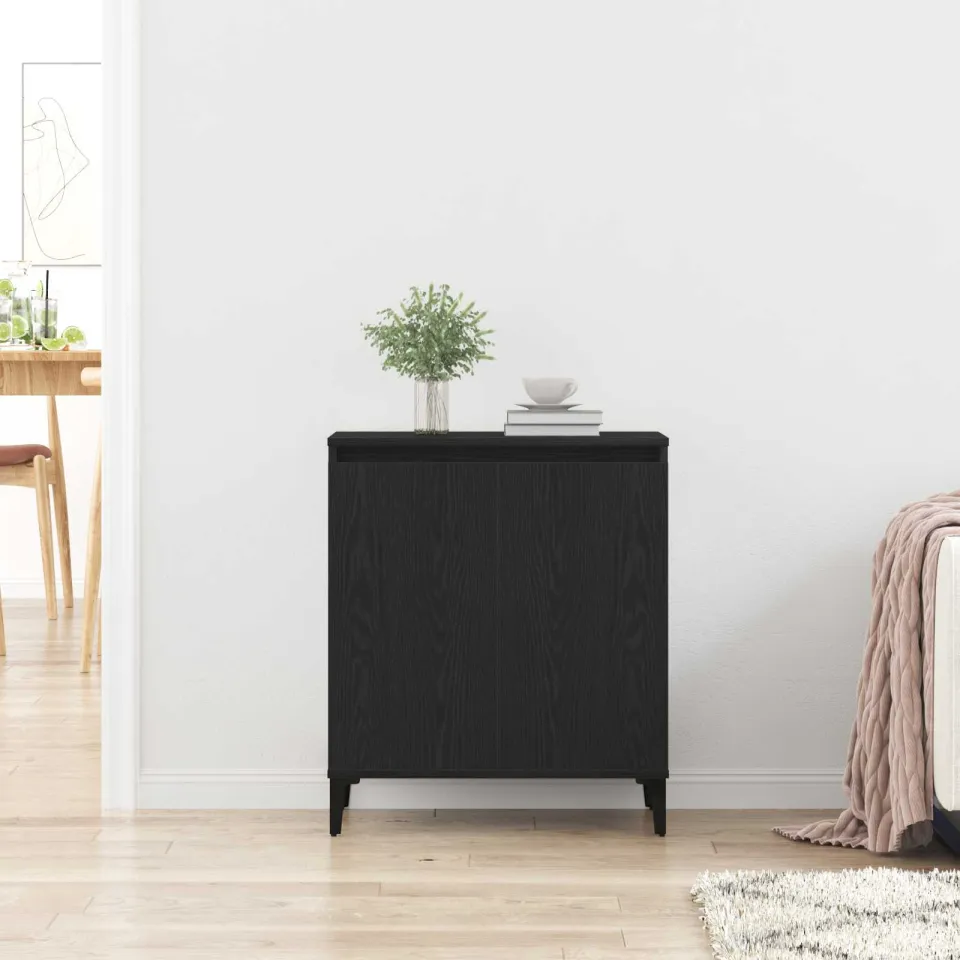 vidaXL Dressoir Zwart Eiken 60 x 35 x 70 cm Bewerkt hout, foto 3
