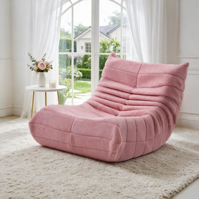 Yelenaro Vloerfauteuil voor Volwassenen en Teenagers, Vloerstoel Relaxfauteuil, Lazy Relax Stoel met Hoge Dichtheid Schuim, Max. 150 kg Belastbaar, Roze
