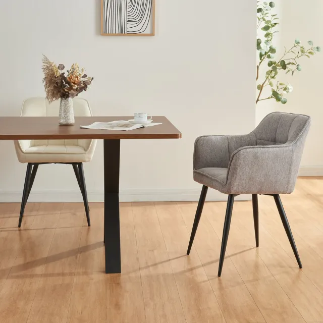 Eetkamerstoel Birmingham kuipstoel 81x57x53 cm grijs en zwart [en.casa]