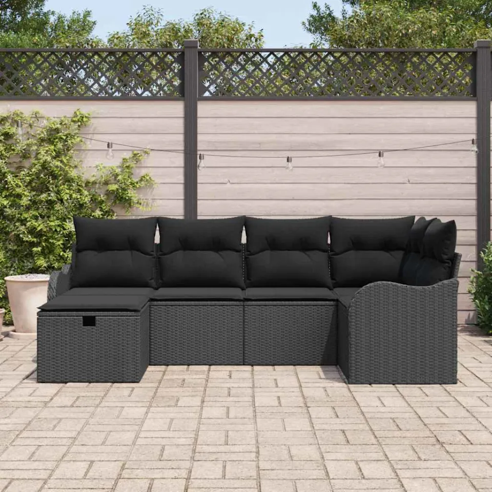 vidaXL Tuin Sofa Set 6 st Poly riet zwart, foto 3