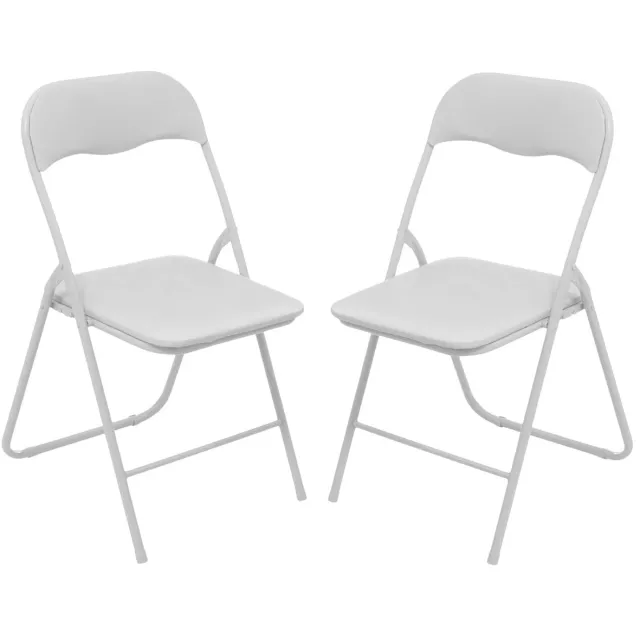 Urban Living Klapstoel - 6x - met stoffen zitting - wit - 44 x 45 x 80 cm - metaal - Bijzet stoelen - Inklapbaar